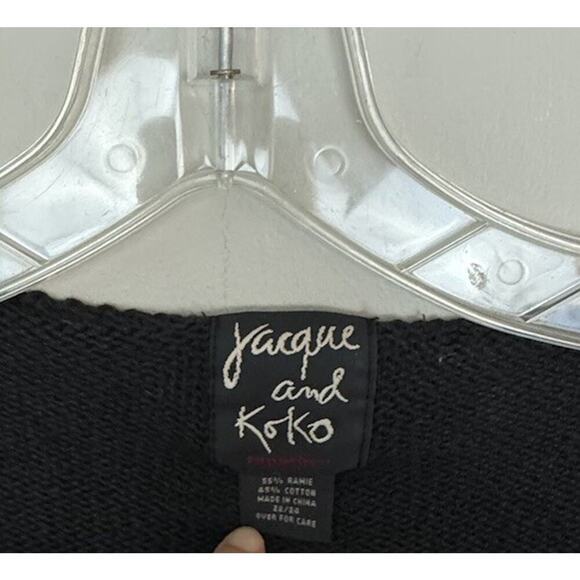 Vintage Jacque and Koko Plus Size 22 24 Floral Embroidered Knit Cardigan Artsy - Picture 4 of 10